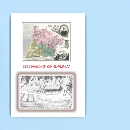 Cartes Postales impression Noir avec dpartement sur la ville de VILLENEUVE DE MARSAN Titre : le theatre de verdure