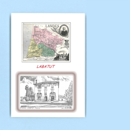 Cartes Postales impression Noir avec dpartement sur la ville de LABATUT Titre : mairie