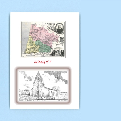 Cartes Postales impression Noir avec dpartement sur la ville de BENQUET Titre : eglise st christau