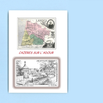 Cartes Postales impression Noir avec dpartement sur la ville de CAZERES SUR L ADOUR Titre : vue