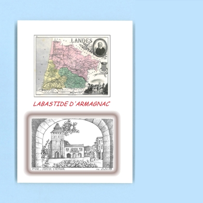 Cartes Postales impression Noir avec dpartement sur la ville de LABASTIDE D ARMAGNAC Titre : vue