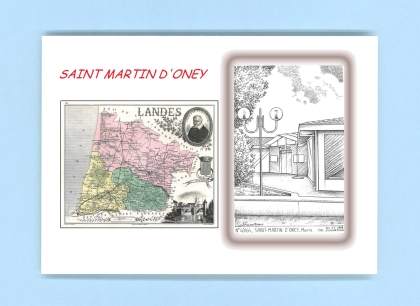 Cartes Postales impression Noir avec dpartement sur la ville de ST MARTIN D ONEY Titre : mairie