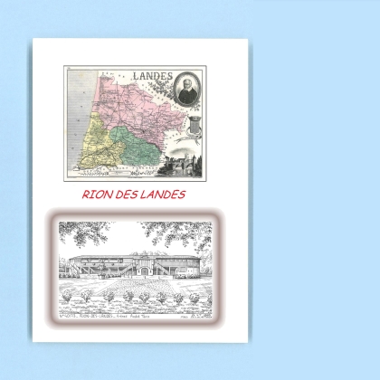 Cartes Postales impression Noir avec dpartement sur la ville de RION DES LANDES Titre : arenes andre taris