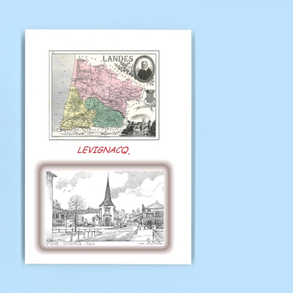 Cartes Postales impression Noir avec dpartement sur la ville de LEVIGNACQ Titre : eglise