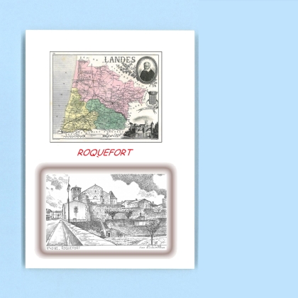 Cartes Postales impression Noir avec dpartement sur la ville de ROQUEFORT Titre : vue