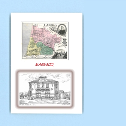 Cartes Postales impression Noir avec dpartement sur la ville de MAGESCQ Titre : mairie