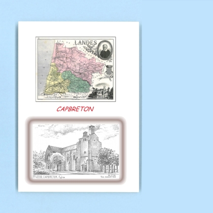 Cartes Postales impression Noir avec dpartement sur la ville de CAPBRETON Titre : eglise