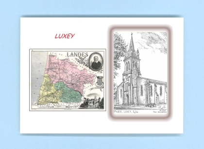 Cartes Postales impression Noir avec dpartement sur la ville de LUXEY Titre : eglise