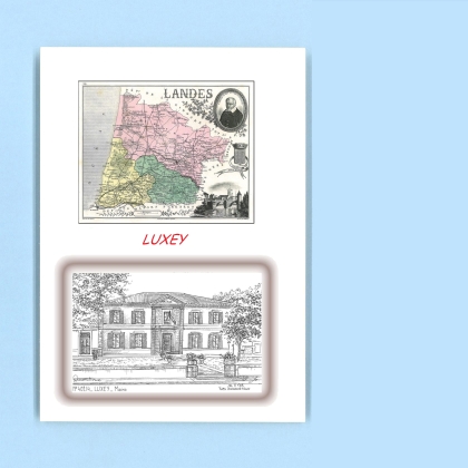 Cartes Postales impression Noir avec dpartement sur la ville de LUXEY Titre : mairie