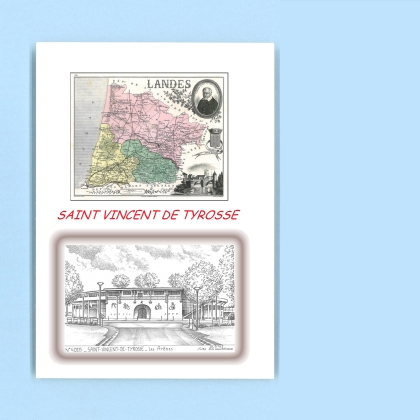 Cartes Postales impression Noir avec dpartement sur la ville de ST VINCENT DE TYROSSE Titre : les arenes