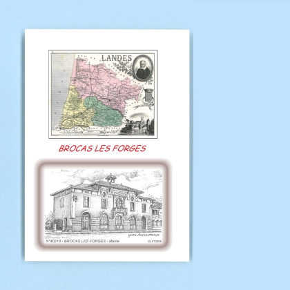 Cartes Postales impression Noir avec dpartement sur la ville de BROCAS LES FORGES Titre : mairie