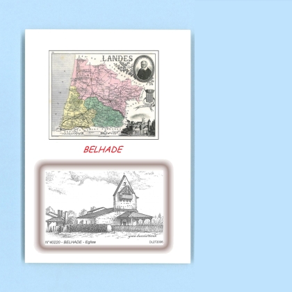 Cartes Postales impression Noir avec dpartement sur la ville de BELHADE Titre : eglise
