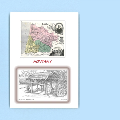 Cartes Postales impression Noir avec dpartement sur la ville de HONTANX Titre : vue