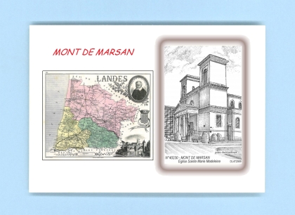 Cartes Postales impression Noir avec dpartement sur la ville de MONT DE MARSAN Titre : eglise ste marie madeleine