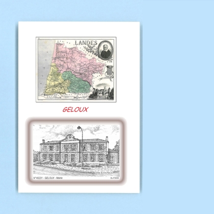 Cartes Postales impression Noir avec dpartement sur la ville de GELOUX Titre : mairie