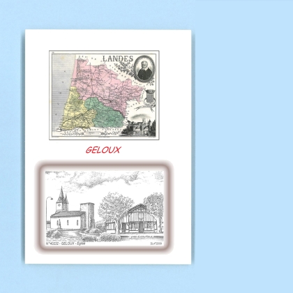 Cartes Postales impression Noir avec dpartement sur la ville de GELOUX Titre : eglise