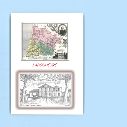 Cartes Postales impression Noir avec dpartement sur la ville de LABOUHEYRE Titre : mairie