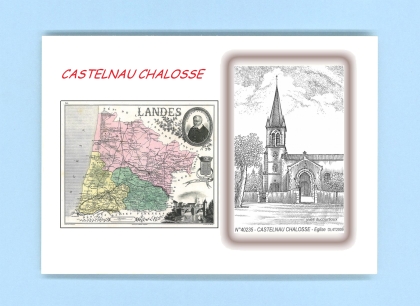 Cartes Postales impression Noir avec dpartement sur la ville de CASTELNAU CHALOSSE Titre : eglise