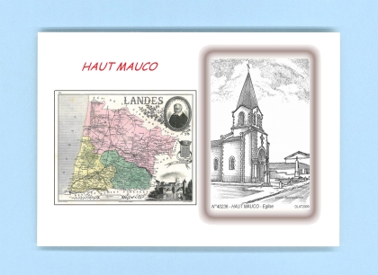 Cartes Postales impression Noir avec dpartement sur la ville de HAUT MAUCO Titre : eglise