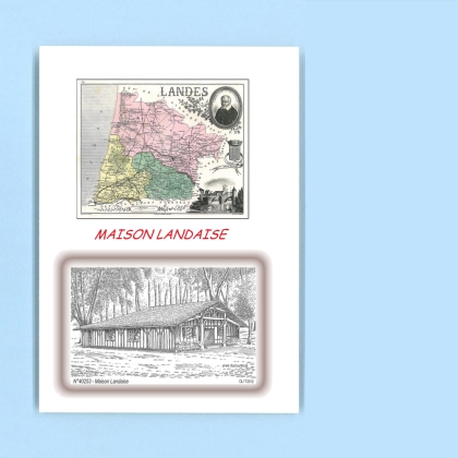 Cartes Postales impression Noir avec dpartement sur la ville de MAISON LANDAISE Titre : 