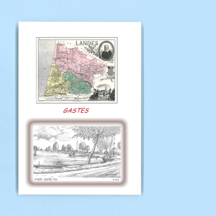 Cartes Postales impression Noir avec dpartement sur la ville de GASTES Titre : port