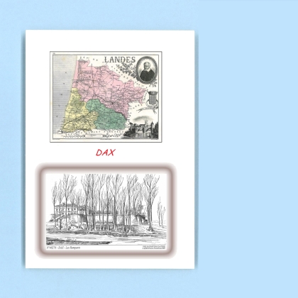 Cartes Postales impression Noir avec dpartement sur la ville de DAX Titre : les remparts