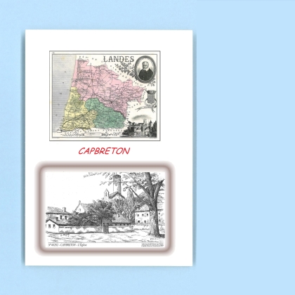 Cartes Postales impression Noir avec dpartement sur la ville de CAPBRETON Titre : l eglise