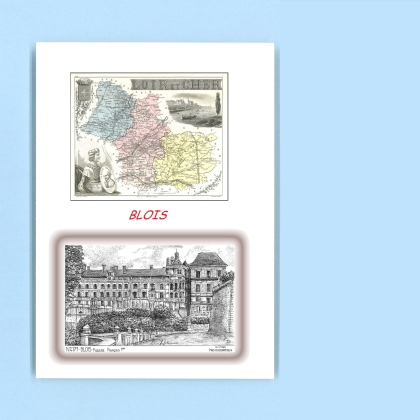 Cartes Postales impression Noir avec dpartement sur la ville de BLOIS Titre : facade francois 1er