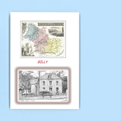Cartes Postales impression Noir avec dpartement sur la ville de BILLY Titre : mairie