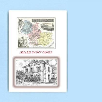 Cartes Postales impression Noir avec dpartement sur la ville de SELLES ST DENIS Titre : mairie