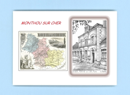 Cartes Postales impression Noir avec dpartement sur la ville de MONTHOU SUR CHER Titre : mairie