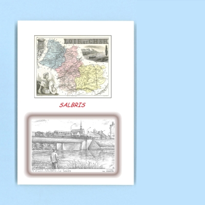 Cartes Postales impression Noir avec dpartement sur la ville de SALBRIS Titre : la sauldre