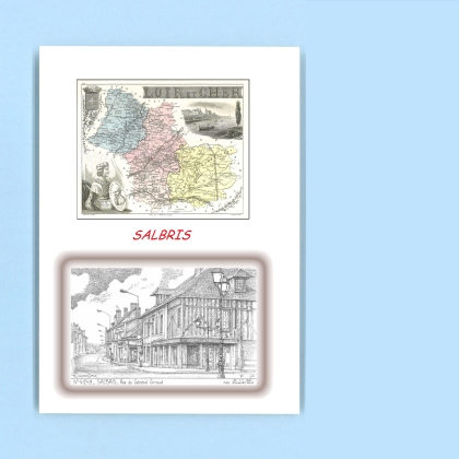 Cartes Postales impression Noir avec dpartement sur la ville de SALBRIS Titre : rue du general giraud