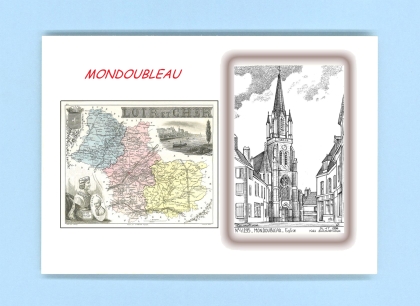 Cartes Postales impression Noir avec dpartement sur la ville de MONDOUBLEAU Titre : eglise