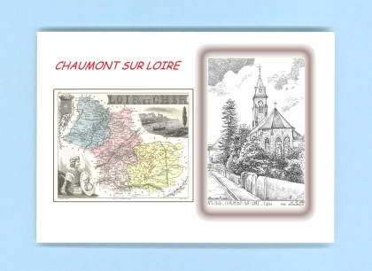 Cartes Postales impression Noir avec dpartement sur la ville de CHAUMONT SUR LOIRE Titre : eglise