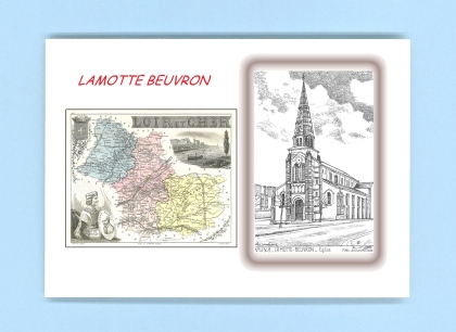 Cartes Postales impression Noir avec dpartement sur la ville de LAMOTTE BEUVRON Titre : eglise