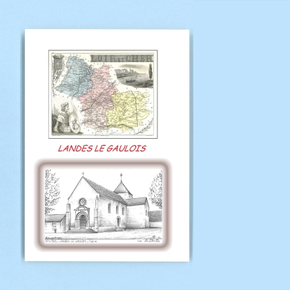 Cartes Postales impression Noir avec dpartement sur la ville de LANDES LE GAULOIS Titre : eglise