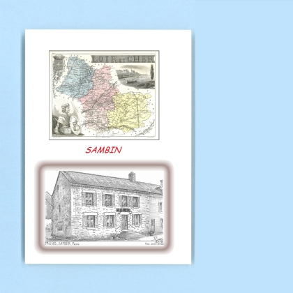 Cartes Postales impression Noir avec dpartement sur la ville de SAMBIN Titre : mairie
