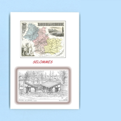 Cartes Postales impression Noir avec dpartement sur la ville de SELOMMES Titre : lavoir