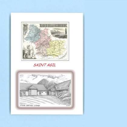 Cartes Postales impression Noir avec dpartement sur la ville de ST AGIL Titre : la grange