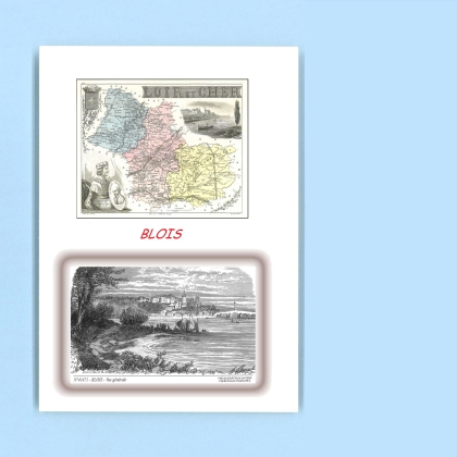 Cartes Postales impression Noir avec dpartement sur la ville de BLOIS Titre : vue generale