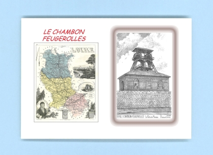 Cartes Postales impression Noir avec dpartement sur la ville de LE CHAMBON FEUGEROLLES Titre : puits du marais