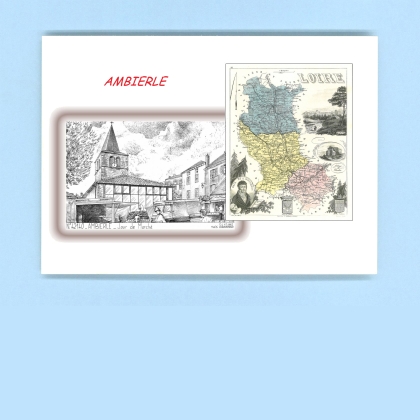 Cartes Postales impression Noir avec dpartement sur la ville de AMBIERLE Titre : jour de marche