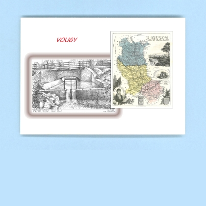 Cartes Postales impression Noir avec dpartement sur la ville de VOUGY Titre : petit pont