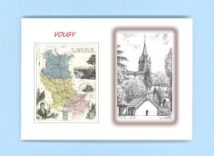 Cartes Postales impression Noir avec dpartement sur la ville de VOUGY Titre : vue