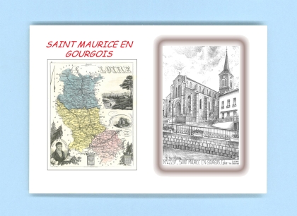 Cartes Postales impression Noir avec dpartement sur la ville de ST MAURICE EN GOURGOIS Titre : eglise