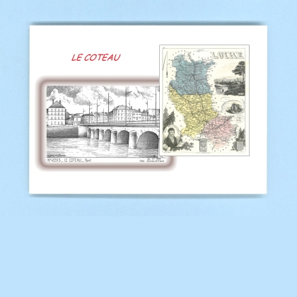 Cartes Postales impression Noir avec dpartement sur la ville de LE COTEAU Titre : pont
