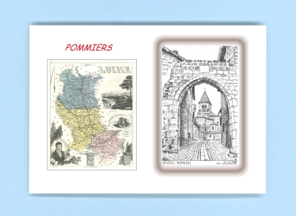 Cartes Postales impression Noir avec dpartement sur la ville de POMMIERS Titre : vue