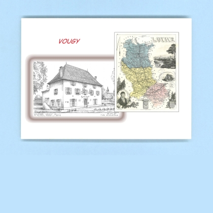 Cartes Postales impression Noir avec dpartement sur la ville de VOUGY Titre : mairie