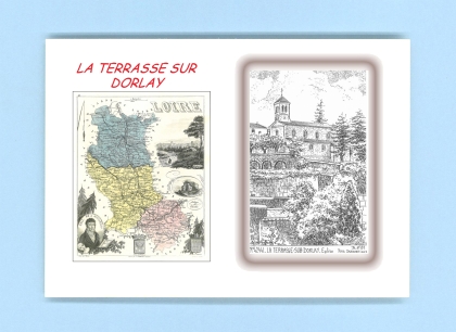 Cartes Postales impression Noir avec dpartement sur la ville de LA TERRASSE SUR DORLAY Titre : eglise